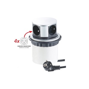 Gniazdo wpuszczane w blat TETRA BOX ALUMINIUM 4x230V